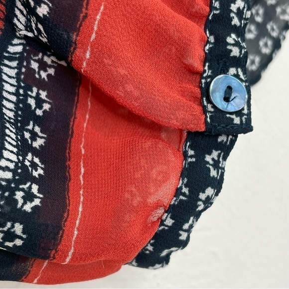 SANCTUARY Boho Print Patterned Semi-Sheer Long Sleeve Blouse Women's Small - Picture 4 of 15